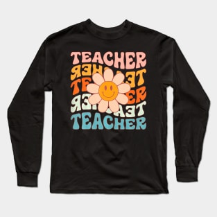 Teacher Daisy Colorful Elementary School Teacher Long Sleeve T-Shirt